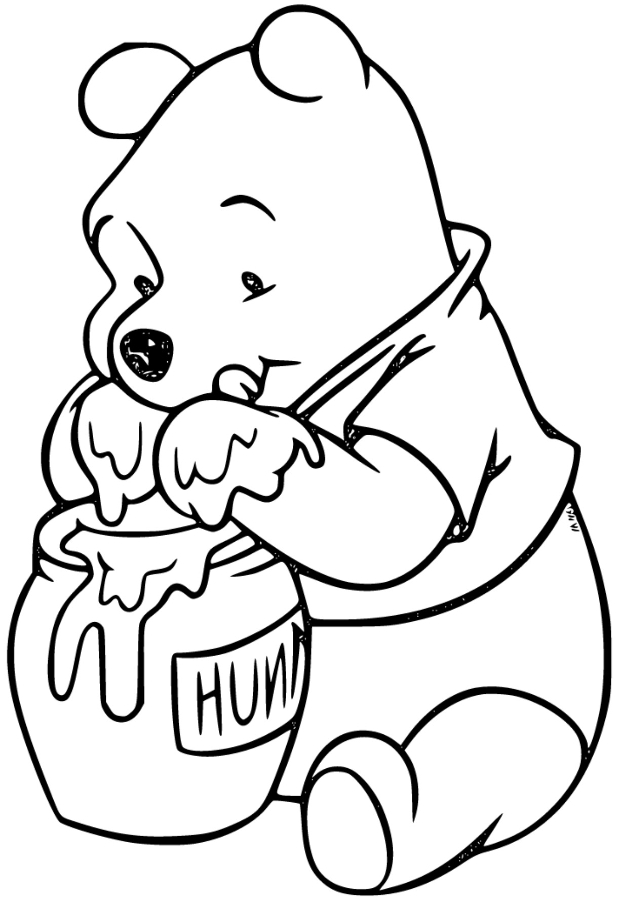Printable Winnie the Pooh hunny honey Coloring Page for kids.