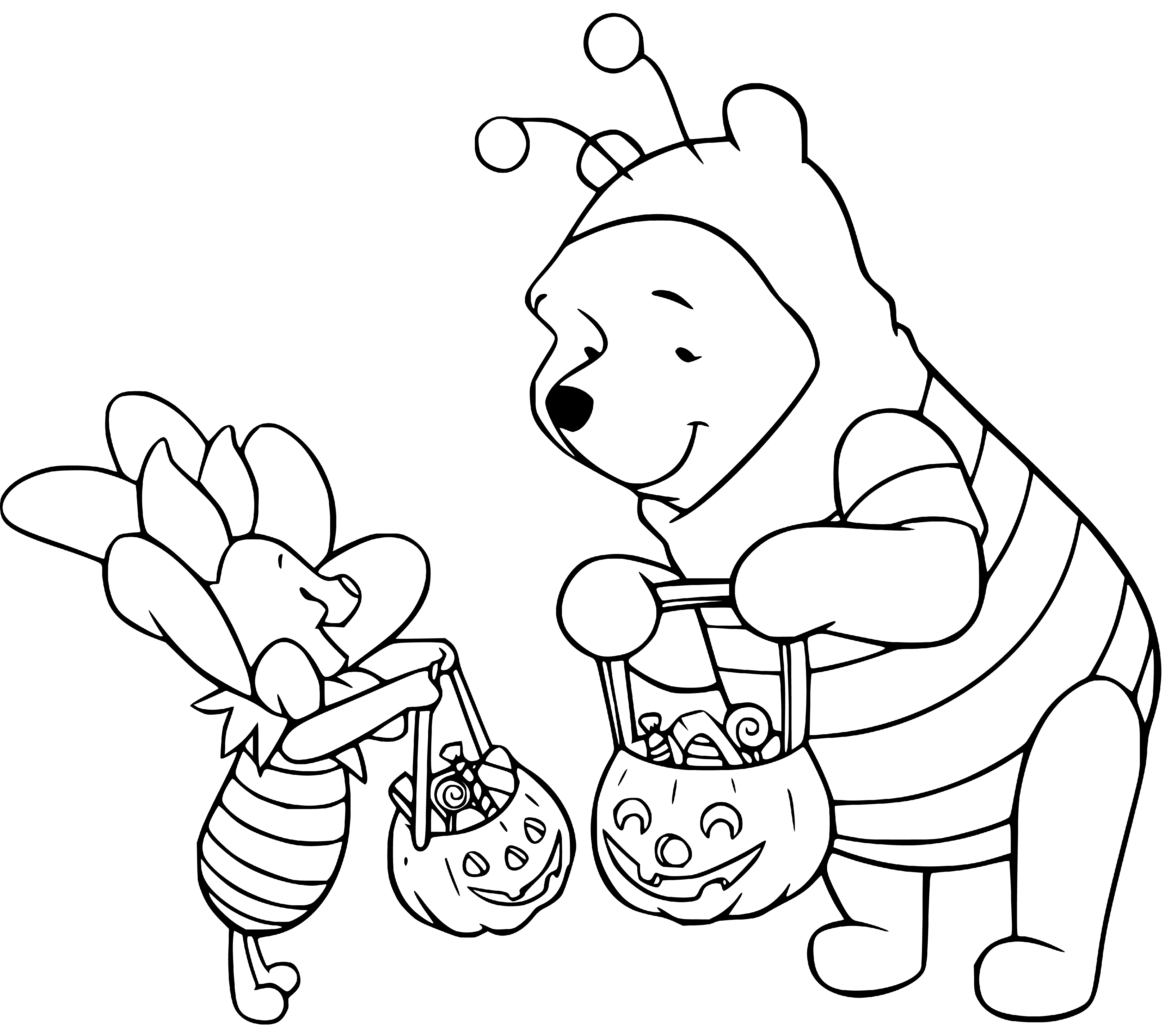 Printable Winnie The Pooh Halloween Coloring Page for kids.