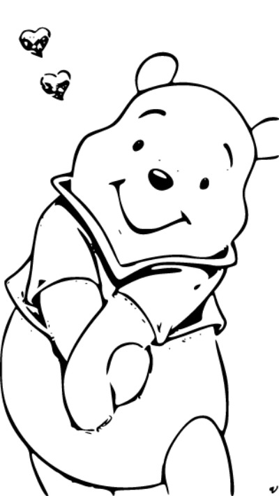 Printable Pooh Bear love Coloring Page for kids.