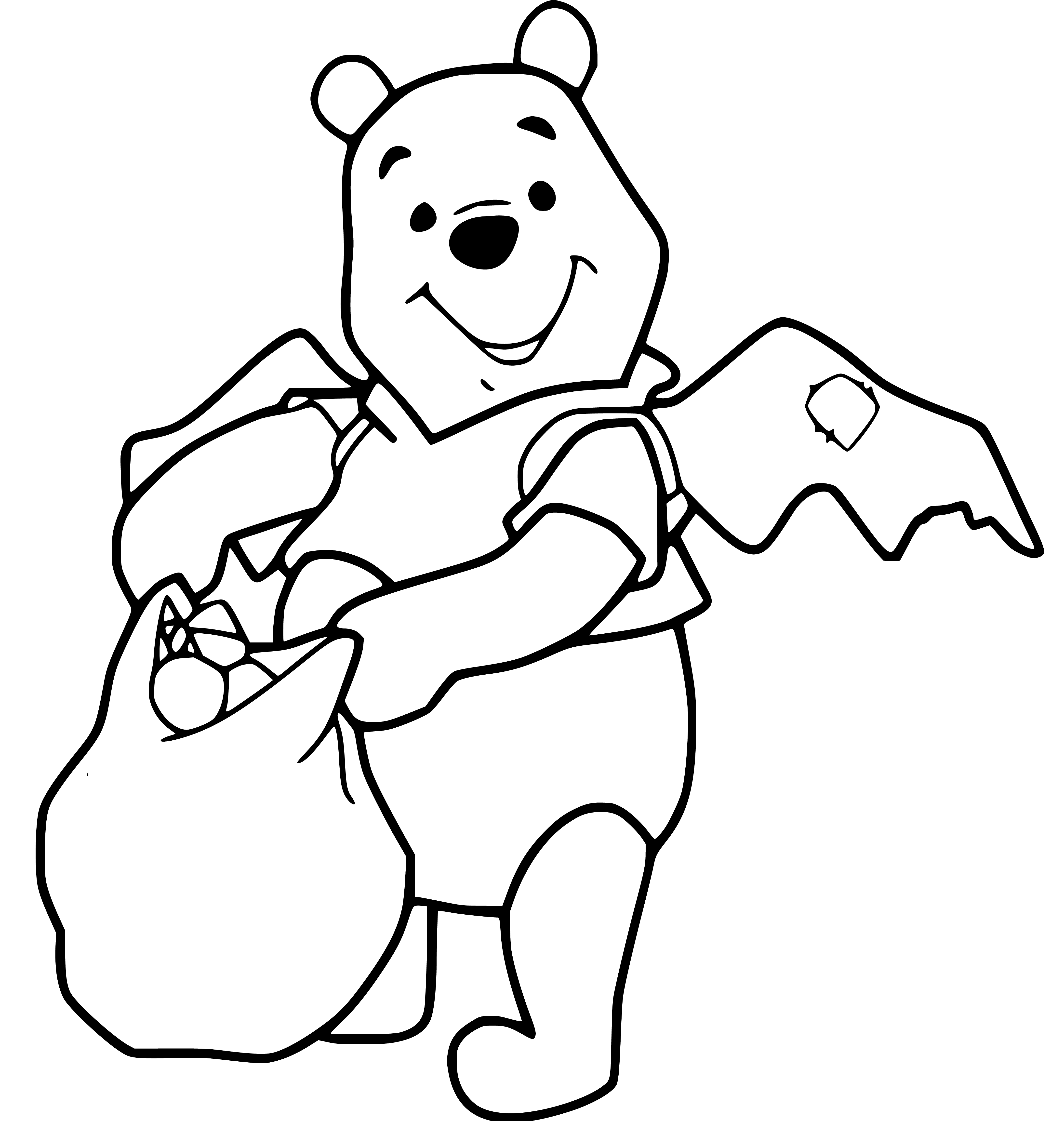 Printable Winnie the Pooh Easter Coloring Page for kids.