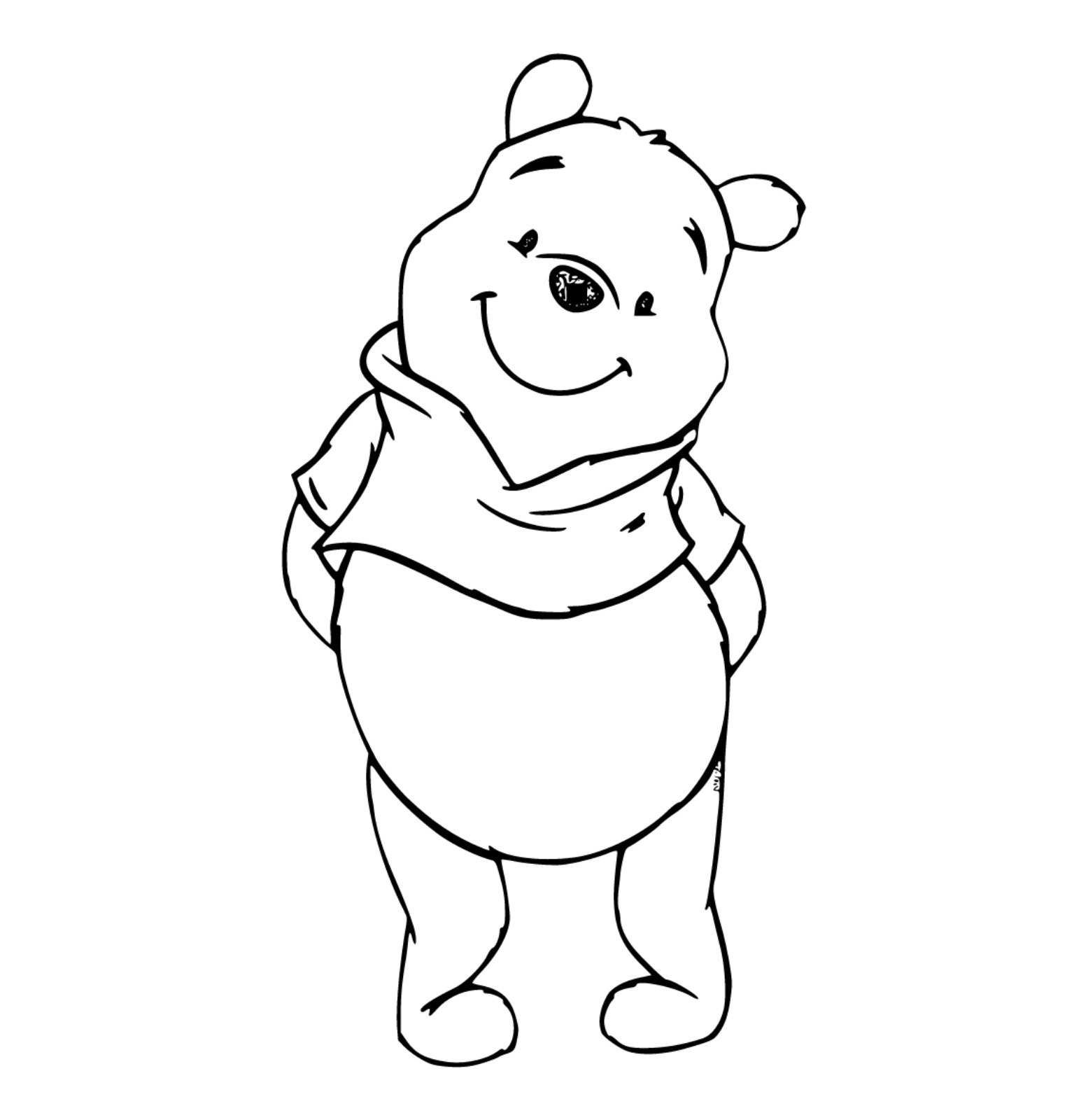 Printable Cute Winnie the Pooh Coloring Page for kids.