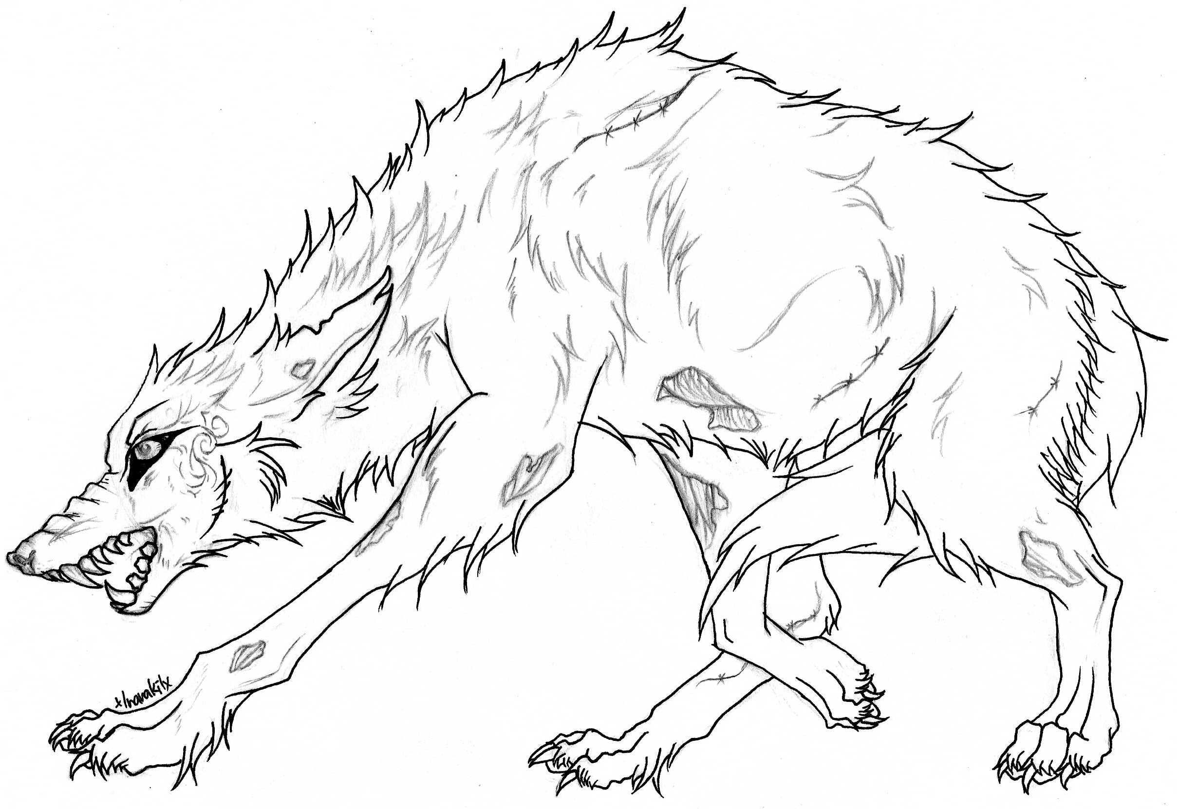 Printable Angry Wolf Coloring Page for kids.