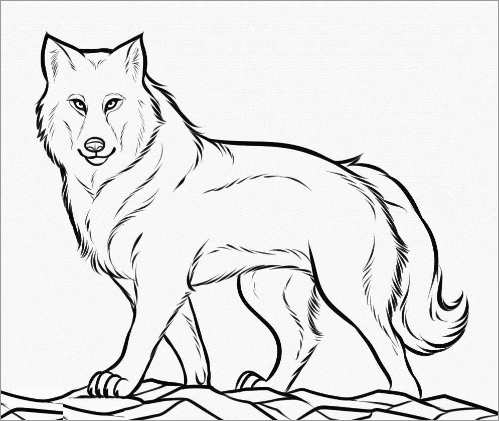 Printable Noble Wolf Coloring Page for kids.
