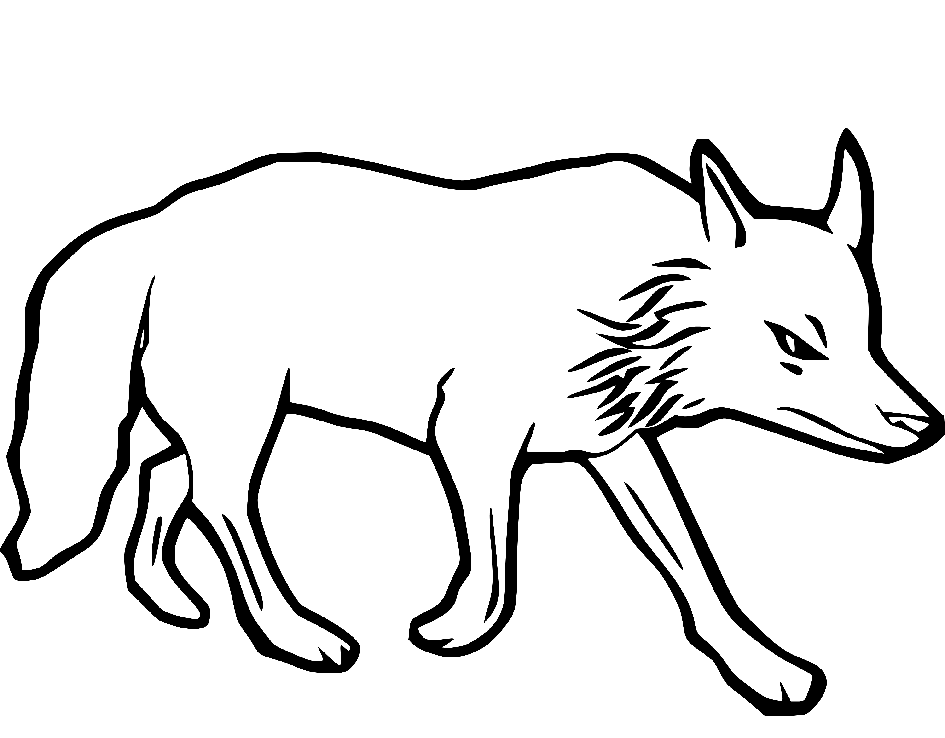 Printable Wolf Sketch to color Coloring Page for kids.