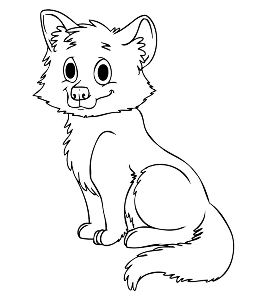 Printable Baby Wolf Coloring Page for kids.
