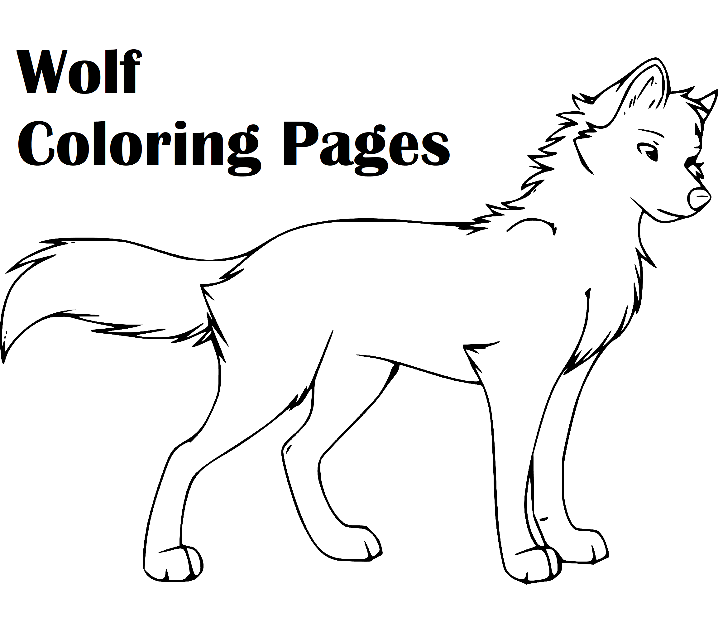 Printable wolf Coloring Page for kids.