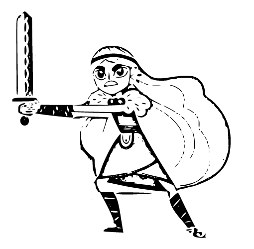 Printable Ylva holding a sword! Coloring Page for kids.